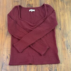 Madewell Maroon V-Neck Sweater